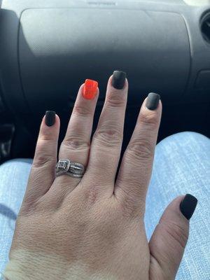 Short matte black and orange