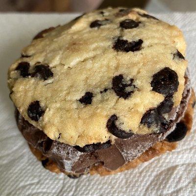 Chocolate coconut ice cream sandwich