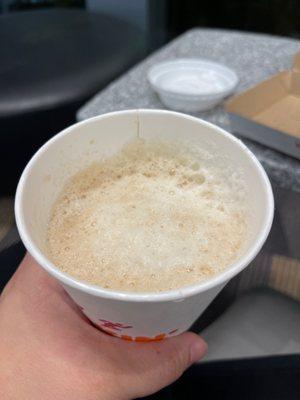 $6.28 for a 3/4 full medium latte with an extra shot