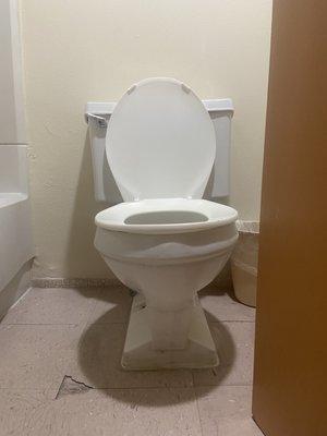 The toilet isn't even level. You feel like you're falling off!