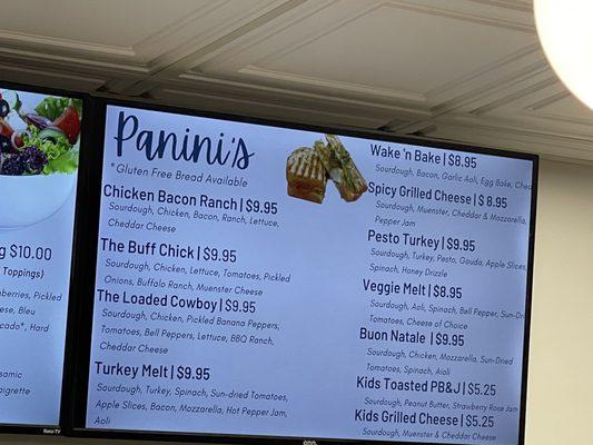 Panini / Sandwich Menu