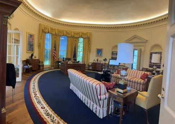 Replication of the Oval Office. Inside scoop, the interior designer is a local from Arkansas.