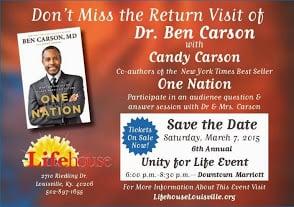 2015 Unity for Life Annual Fundraising Event featuring Dr. Ben Carson