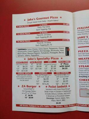 Jakes menu