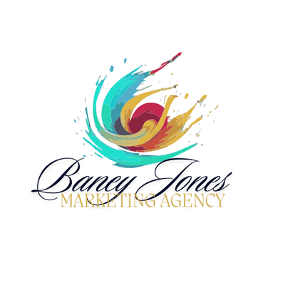 Baney Jones Marketing Agency logo features a dynamic and vibrant design that perfectly represents creativity, innovation, and...