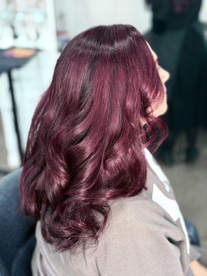 Merlot hair color done by Kellie