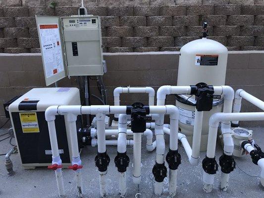 Completed Job. All new Pentair mastertemp heater, Intelliflo Pump, and Easy touch Automation System. Ventura California