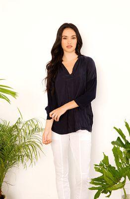 Silene Top in Presidential Blue with Fina Pant in White