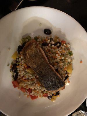 Pan Seared Salmon, mediterranean couscous