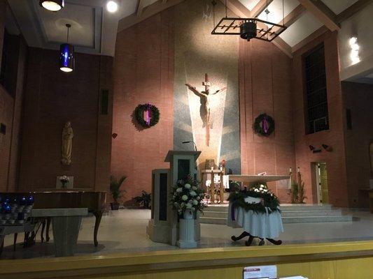 St. Theresa Church during advent! It is a beautiful! Please come to Mass here!