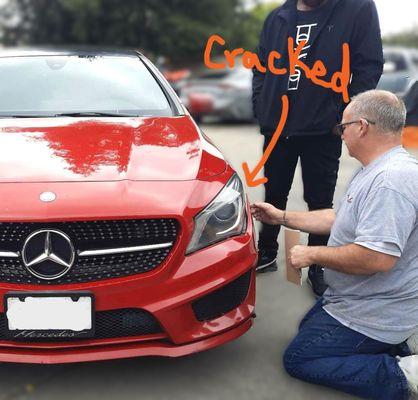 Able to pull out the bumper cover of this Mercedes, but don't worry, Lagna ccn repair it!