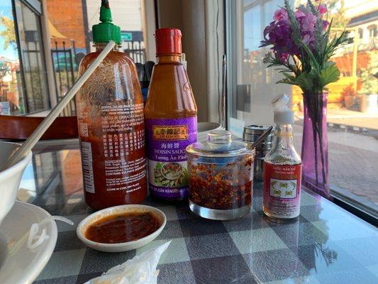 Love the condiments especially the personal size Fish sauce! Hmmm so good with lemon and everyone else.