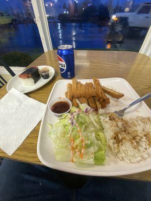 Chicken Katsu rice and musubi