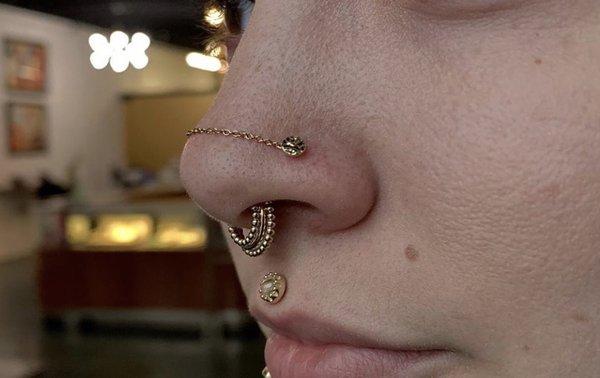 Nostril piercings by Annie using BVLA