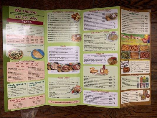 JANUARY 2021 MENU  PIZZA, STUFFED BAKED POTATOS, PASTA, BURGERS, BURRITOS, SALADS