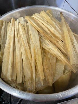 Tamales de pollo y de puerco