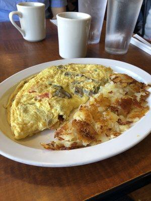 Garden omelette with hone fries