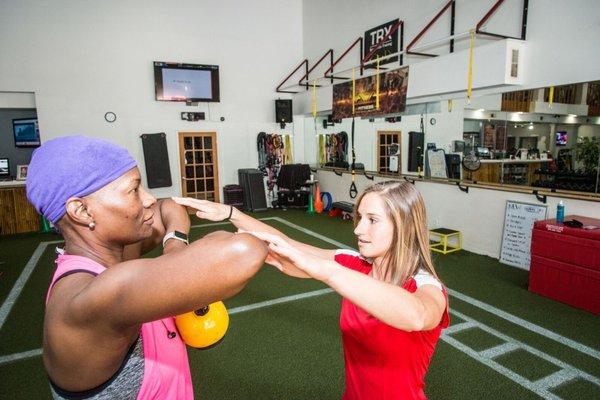 Equipment and space for circuit training on your own or with a trainer.