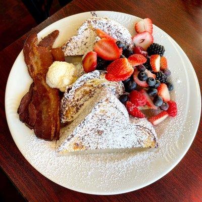 French Toast and Bacon. I ordered the side of fresh berries & put on top myself to make this prettier- get this!