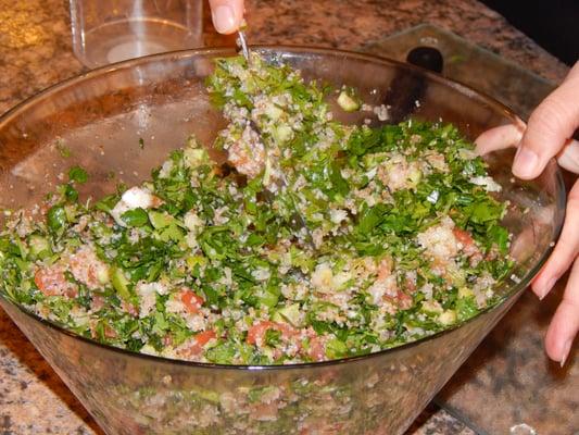 Beautiful Tabouli - a complete meal with cracked wheat and all the veggies