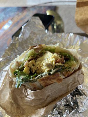 Breakfast Burrito with bacon and avocado