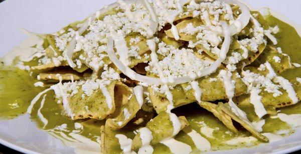 Green tomatillo sauce chilaquiles they are amazing