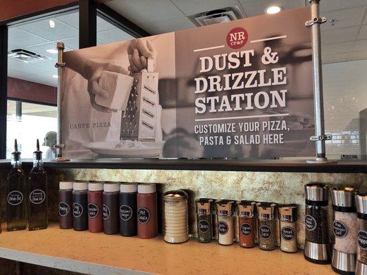 Dust & Drizzle Station to customize your entrees