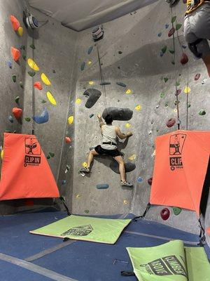 Auto Belay (one of the walls compared to the other)