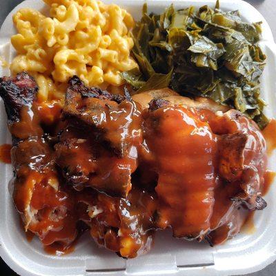 BBQ Chicken MAC &Cheese And Collard Greens