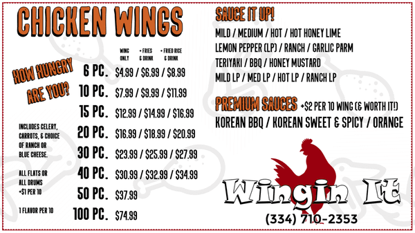 Updated Menu Pricing