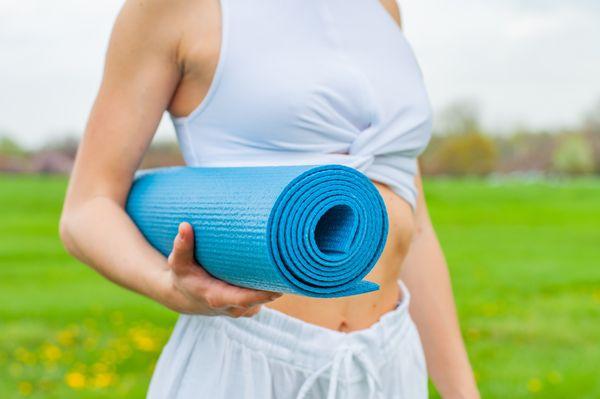 A mat can be used to exercise and stretch with a consistent base for hygiene, softness, and grip.