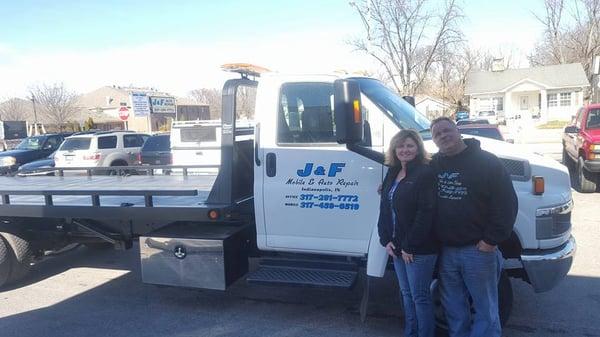 John and Faith our owners with our new tow truck!