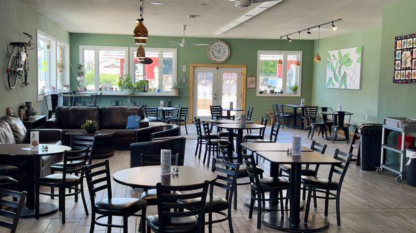 The dining room at The New Moon Coffeehouse and Eatery in Baudette, Minn., after the lunch crowd leaves on Thursday, June 1, 2023.