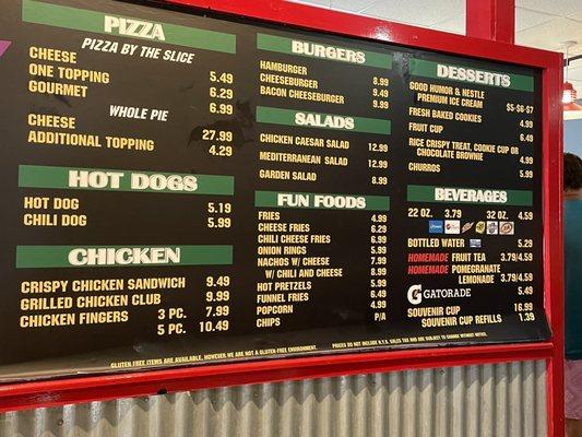 Pizza menu