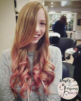 Pretty in pink!!.. add a pop of color to your hair for some fun contrast!