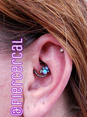 Custom bent niobium and titanium Daith jewelry pierced by Callen G.