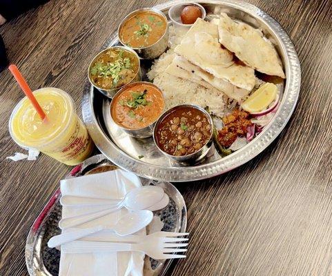 Mithas Special Thali, mango Lassi