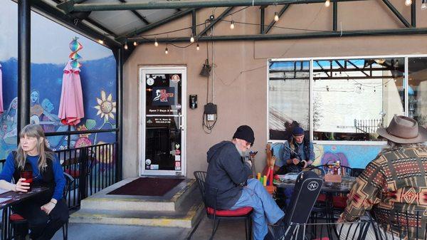 Back patio with live music for Sunday Brunch!