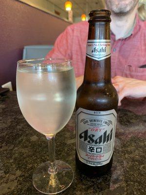 Lychee Sake and a beer