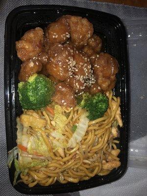 Sesame chicken and lomain