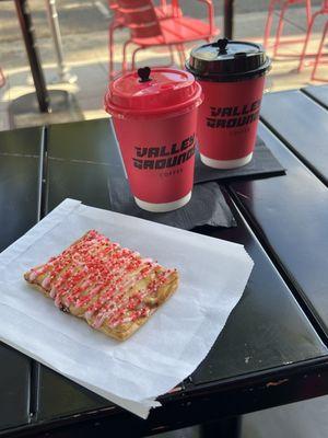 Strawberry pop tart, lattes