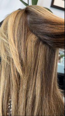 Seamless color blend on 1 row of Volume Weft hair extensions
 (Pic 1) https://www.hairinkstudio.com/