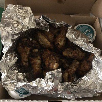 16 Unsauced Roasted Wings (a bit dark but otherwise tasted good)