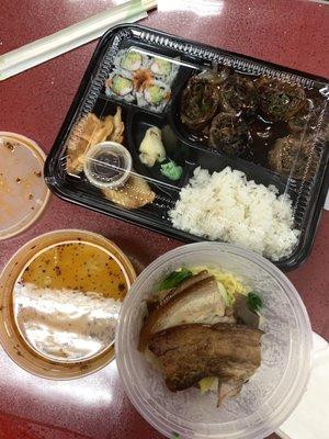 Spicy Pork Belly Tonkatsu Ramen Lunch Beef Negimaki Bento Box Lunch