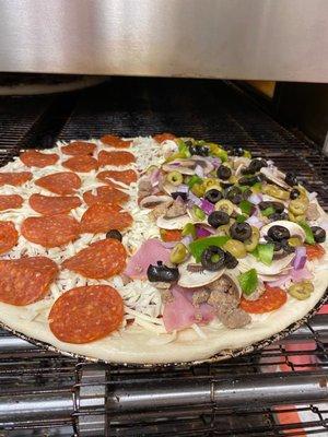 Half and half going in the oven