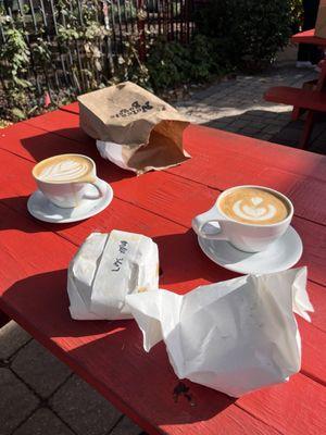 Miso Brown Sugar Latte with Oat Milk and Oat Milk Latte