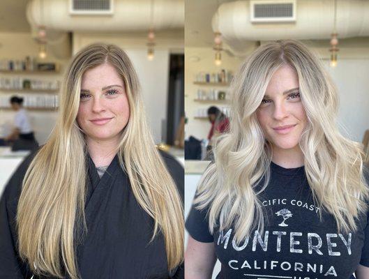 Root melted blonde balayage