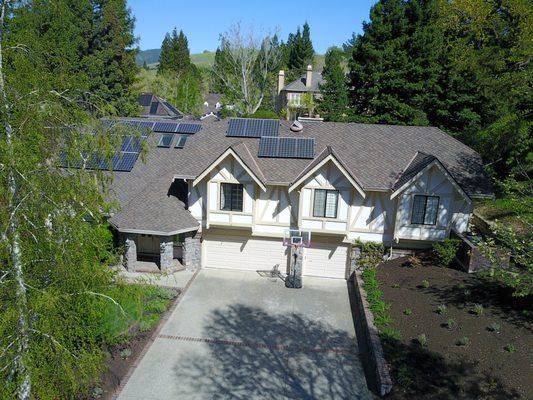 Danville home with solar electric and solar pool heating panels.