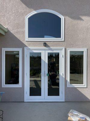 White vinyl French Doors with windows