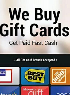 We buy Gift Cards, visit us online any time to get paid that same day.